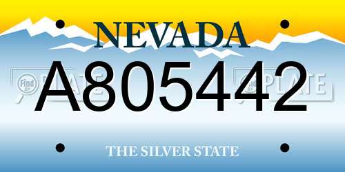 A805442 Nevada License Plate