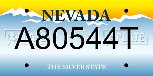 A80544T Nevada License Plate