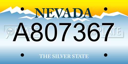 A807367 Nevada License Plate