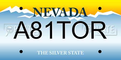 A81TOR Nevada License Plate