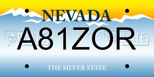 A81ZOR Nevada License Plate