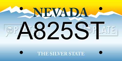 A825ST Nevada License Plate