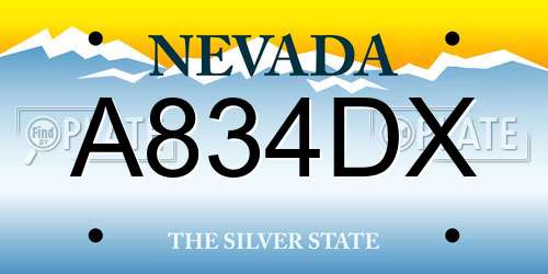 A834DX Nevada License Plate