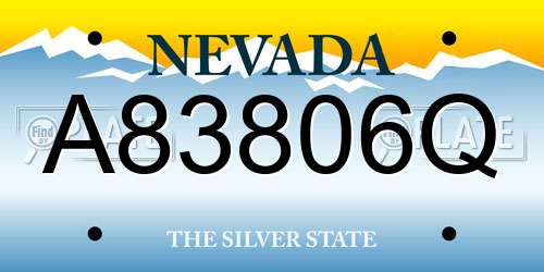 A83806Q Nevada License Plate