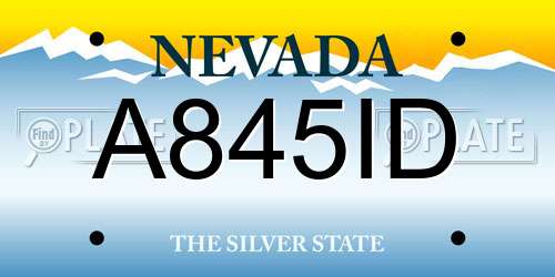 A845ID Nevada License Plate
