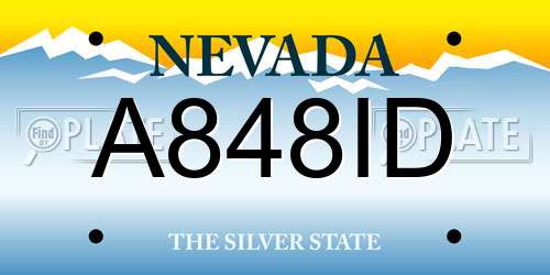 A848ID Nevada License Plate