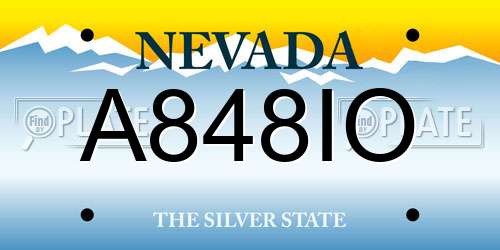 A848IO Nevada License Plate
