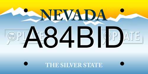 A84BID Nevada License Plate