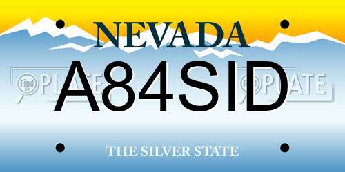 A84SID Nevada License Plate