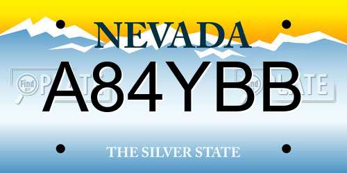 A84YBB Nevada License Plate