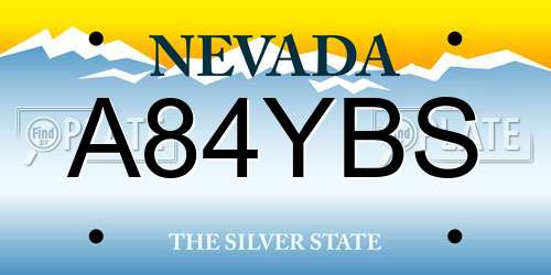 A84YBS Nevada License Plate