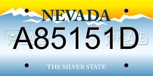 A85151D Nevada License Plate