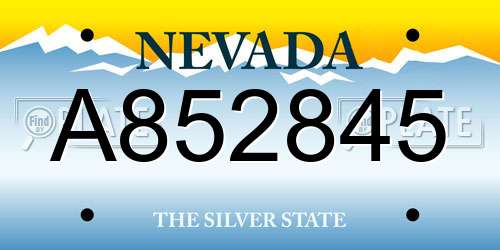 A852845 Nevada License Plate