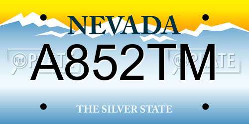 A852TM Nevada License Plate