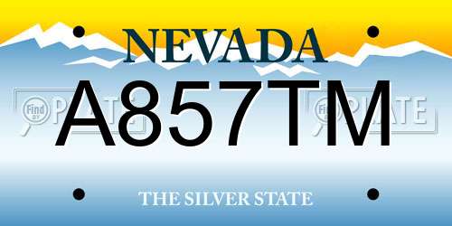 A857TM Nevada License Plate