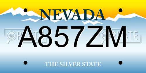 A857ZM Nevada License Plate