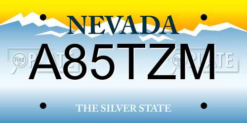 A85TZM Nevada License Plate