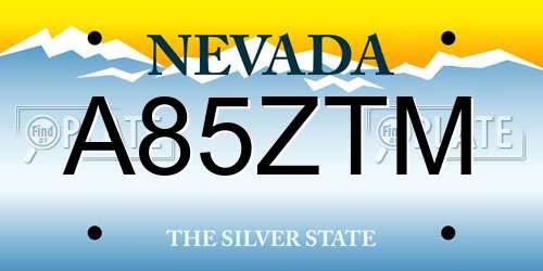 A85ZTM Nevada License Plate