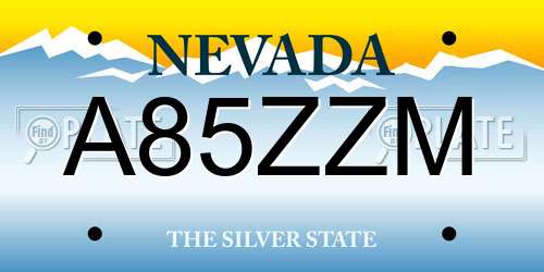 A85ZZM Nevada License Plate
