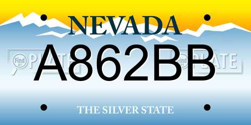 A862BB Nevada License Plate