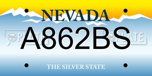 A862BS Nevada License Plate