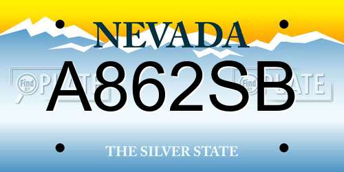 A862SB Nevada License Plate