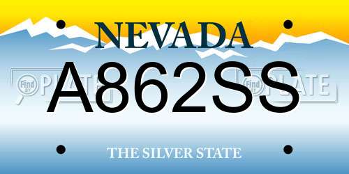 A862SS Nevada License Plate