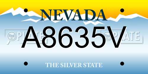 A8635V Nevada License Plate