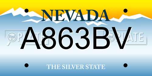 A863BV Nevada License Plate