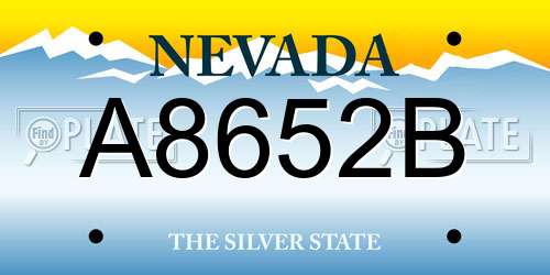A8652B Nevada License Plate