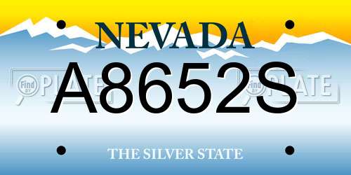 A8652S Nevada License Plate
