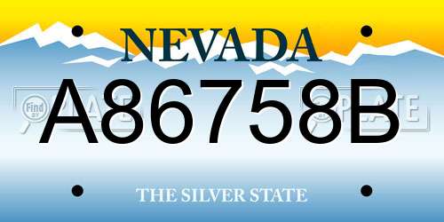 A86758B Nevada License Plate