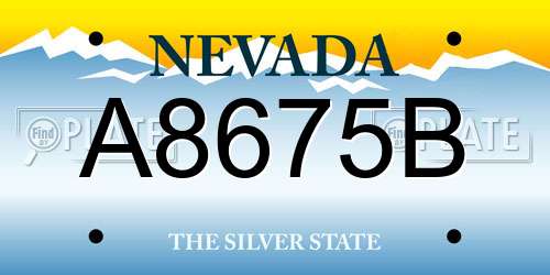 A8675B Nevada License Plate