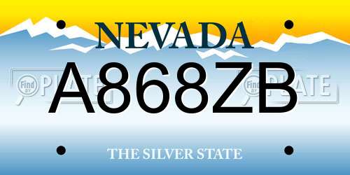 A868ZB Nevada License Plate