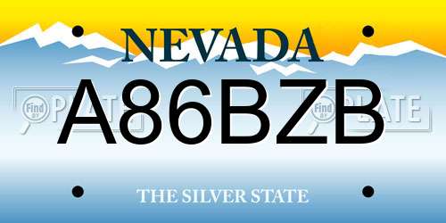 A86BZB Nevada License Plate