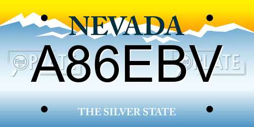 A86EBV Nevada License Plate