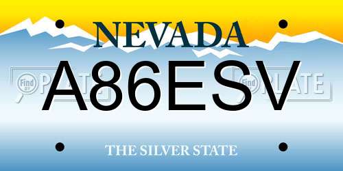 A86ESV Nevada License Plate