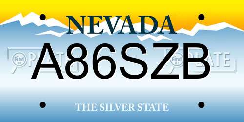 A86SZB Nevada License Plate