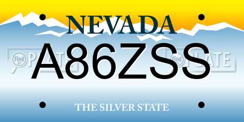 A86ZSS Nevada License Plate