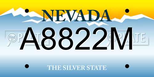 A8822M Nevada License Plate