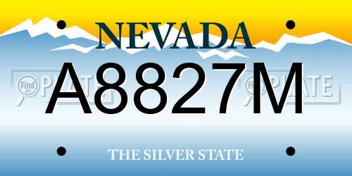 A8827M Nevada License Plate