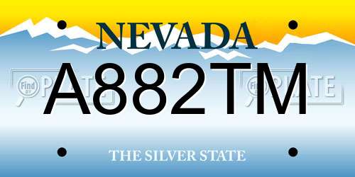 A882TM Nevada License Plate