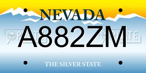 A882ZM Nevada License Plate