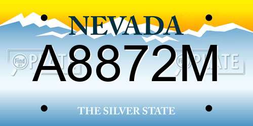 A8872M Nevada License Plate