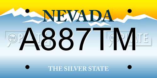 A887TM Nevada License Plate
