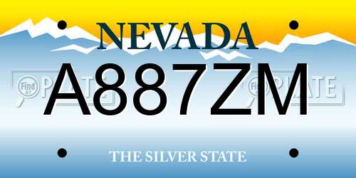 A887ZM Nevada License Plate