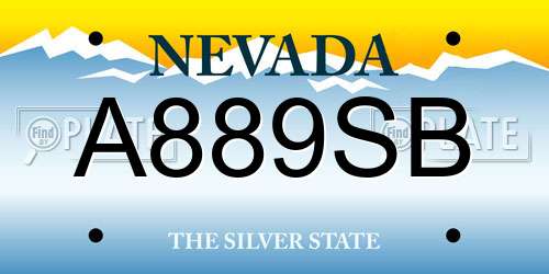 A889SB Nevada License Plate