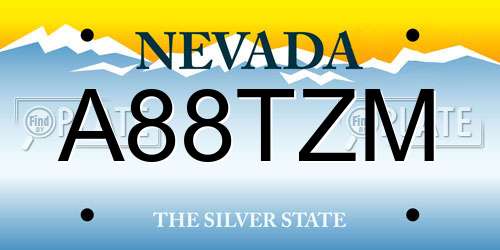 A88TZM Nevada License Plate