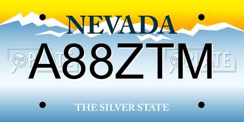 A88ZTM Nevada License Plate