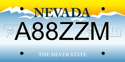 A88ZZM Nevada License Plate
